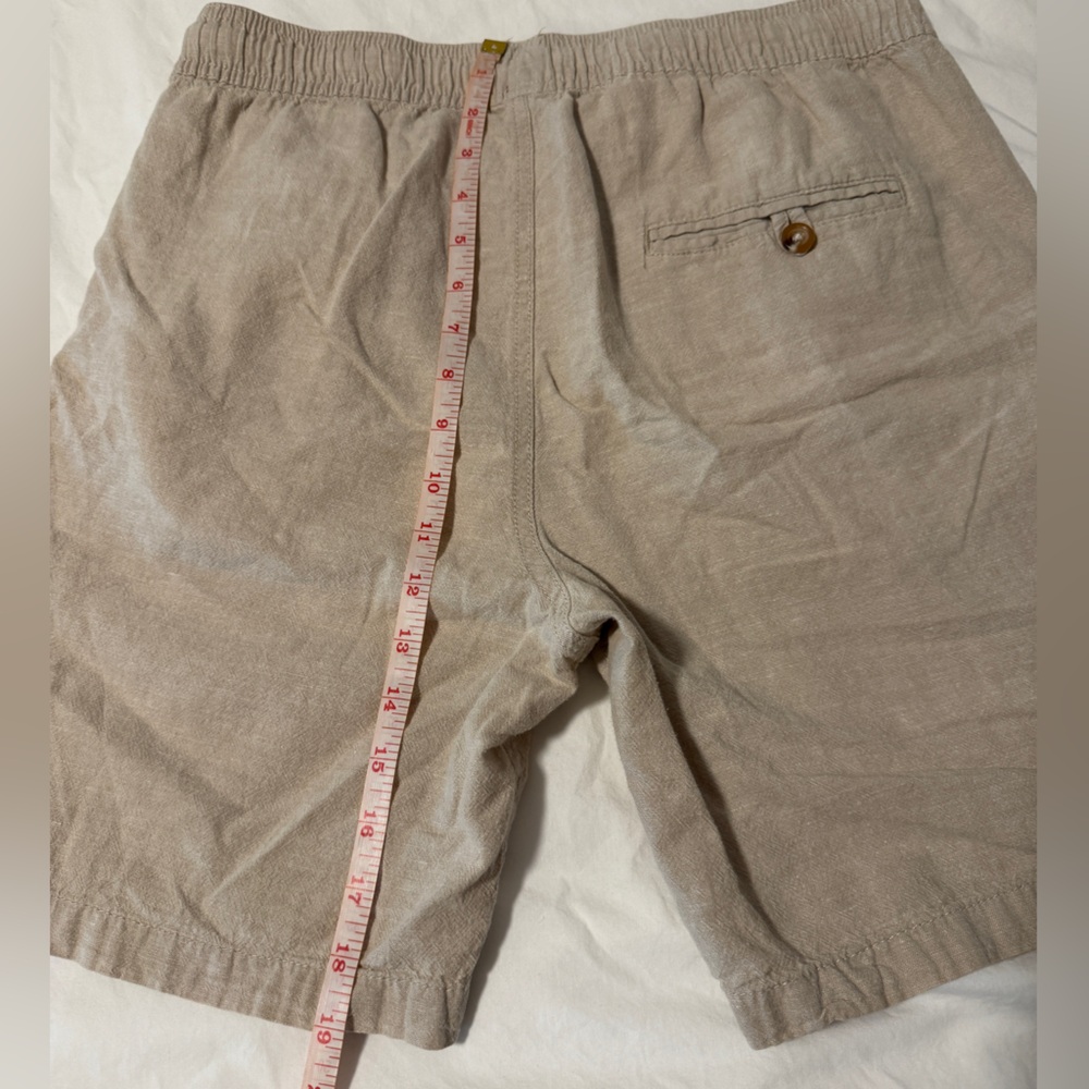 Men's Tenth + Ocean Washable Linen Size Large Tan Casual Shorts Drawstring Waist - Picture 7 of 10